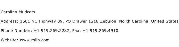 Carolina Mudcats Address Contact Number