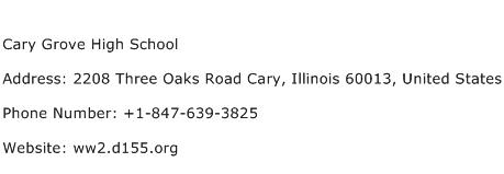 Cary Grove High School Address Contact Number