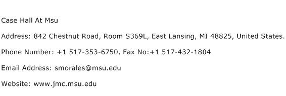 Case Hall At Msu Address Contact Number