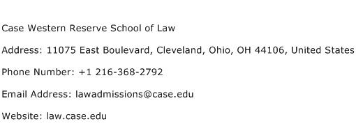 Case Western Reserve School of Law Address Contact Number