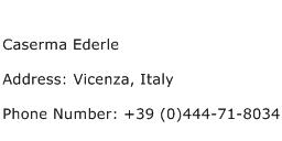 Caserma Ederle Address Contact Number