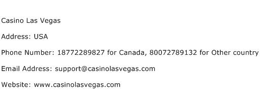 Casino Las Vegas Address Contact Number