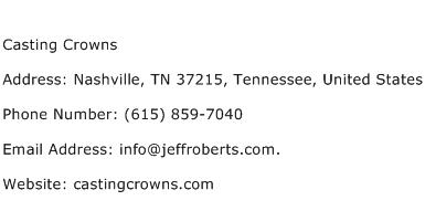 Casting Crowns Address Contact Number