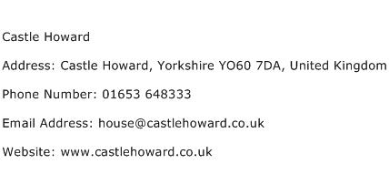 Castle Howard Address Contact Number