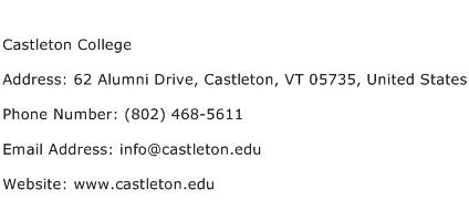 Castleton College Address Contact Number