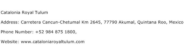 Catalonia Royal Tulum Address Contact Number