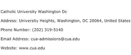 Catholic University Washington Dc Address Contact Number