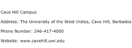 Cave Hill Campus Address Contact Number
