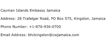 Cayman Islands Embassy Jamaica Address Contact Number