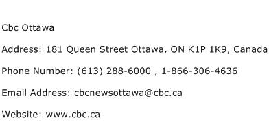 Cbc Ottawa Address Contact Number