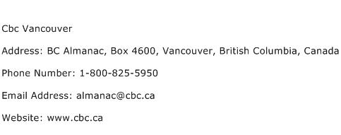 Cbc Vancouver Address Contact Number