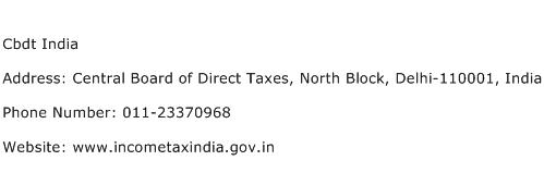 Cbdt India Address Contact Number