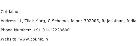 Cbi Jaipur Address Contact Number
