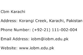 Cbm Karachi Address Contact Number