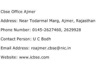 Cbse Office Ajmer Address Contact Number