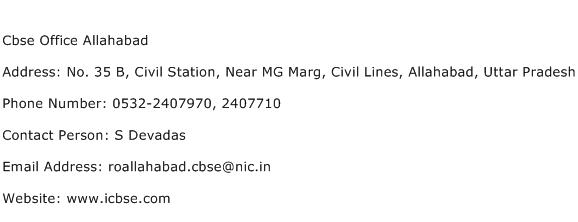 Cbse Office Allahabad Address Contact Number