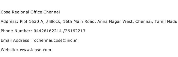 Cbse Regional Office Chennai Address Contact Number