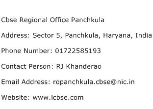 Cbse Regional Office Panchkula Address Contact Number