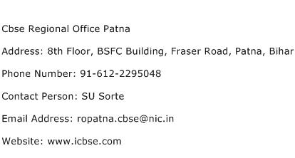 Cbse Regional Office Patna Address Contact Number