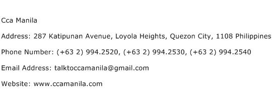 Cca Manila Address Contact Number