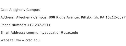 Ccac Allegheny Campus Address Contact Number