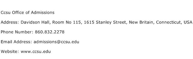 Ccsu Office of Admissions Address Contact Number