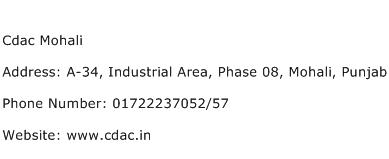 Cdac Mohali Address Contact Number