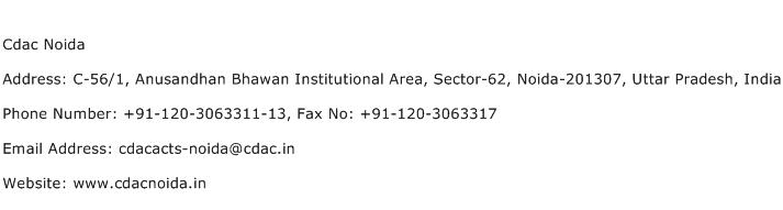 Cdac Noida Address Contact Number