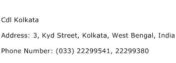 Cdl Kolkata Address Contact Number