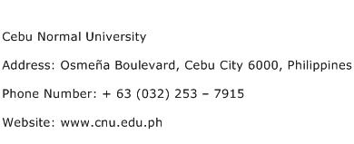 Cebu Normal University Address Contact Number