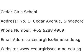 Cedar Girls School Address Contact Number