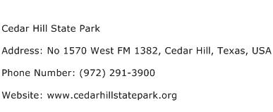 Cedar Hill State Park Address Contact Number