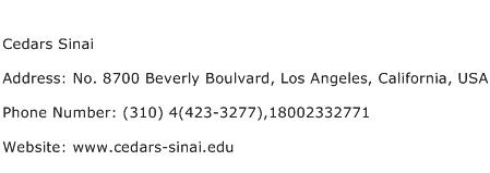 Cedars Sinai Address Contact Number