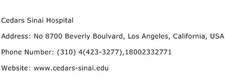 Cedars Sinai Hospital Address Contact Number