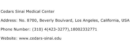 Cedars Sinai Medical Center Address Contact Number