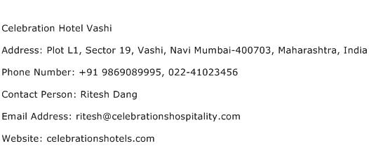 Celebration Hotel Vashi Address Contact Number