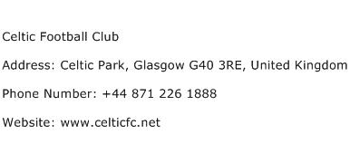 Celtic Football Club Address Contact Number