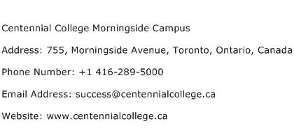 Centennial College Morningside Campus Address Contact Number