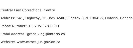 Central East Correctional Centre Address Contact Number