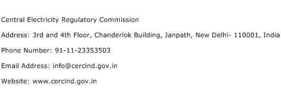 Central Electricity Regulatory Commission Address Contact Number