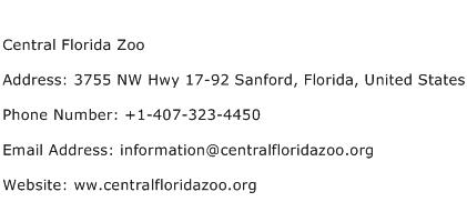 Central Florida Zoo Address Contact Number