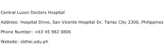 Central Luzon Doctors Hospital Address Contact Number