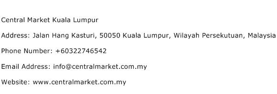 Central Market Kuala Lumpur Address Contact Number