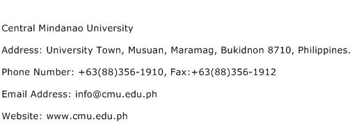 Central Mindanao University Address Contact Number