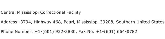 Central Mississippi Correctional Facility Address Contact Number