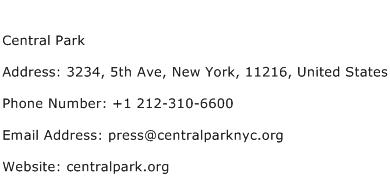 Central Park Address Contact Number