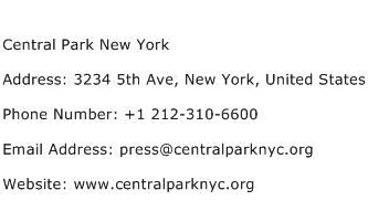 Central Park New York Address Contact Number