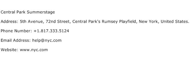 Central Park Summerstage Address Contact Number