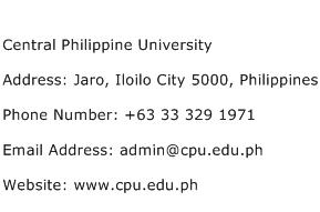 Central Philippine University Address Contact Number
