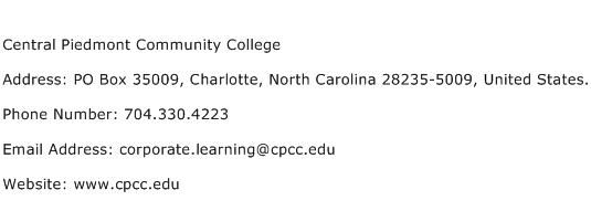 Central Piedmont Community College Address Contact Number